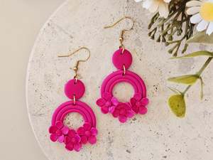 Hooks: Daily Colour Magenta Floral Earrings