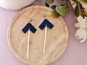 Daily Colour Arrow Navy Gold Dangle Earrings