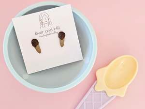 Studs: Ice Cream Cone Chocolate Drizzle Studs