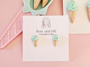 Ice Cream Cone Chocolate Mint Studs