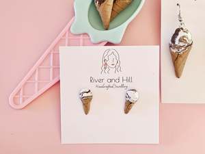Studs: Ice Cream Cone Chocolate Swirl Studs