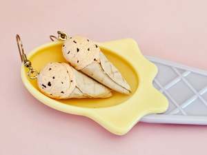 Hooks: Ice Cream Cone Chocolate Orange Earrings
