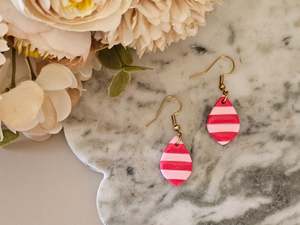 Hooks: Striped Dainty Earrings Pink and Red