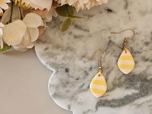 Hooks: Striped Dainty Earrings Yellow
