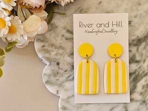 Striped Statement Earrings Yellow