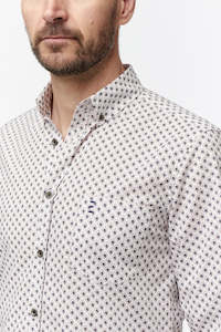 Shirts: Cream Pattern Shirt