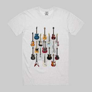 Shirts: Famous Guitars T-Shirt in White Marle