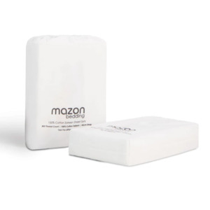 Mazon King Single Sheet Set White 50cm drop