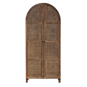 Santorini Arched Old Elm & Rattan Cabinet