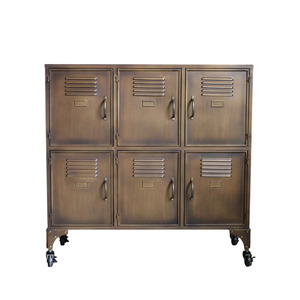 Living: Industrial Locker Cabinet in Antiqued Brass Finish