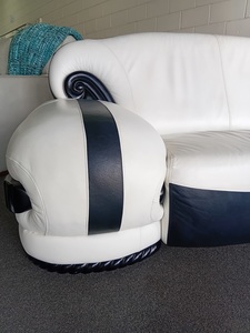 unique retro white & black leather 2 seater