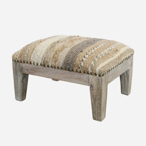 Living: Calypso Stool in Woven Jute & Cotten