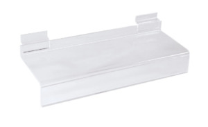 Slatpanel: Slatpanel display shelf with label holder - acrylic - 250mmW x 100mmD