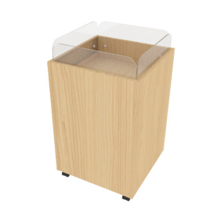RMS Square bulk display bin 800mmH w/castors & acrylic sides