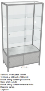 Showcases: RMS Glass tower display cabinet (L232-S)
