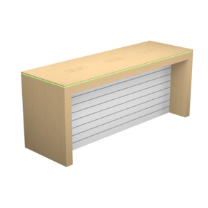 Tables: Display table with rgb led lighting_2400mm w/slatpanel back