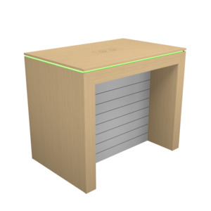 Display table with rgb led lighting_1200mm w/slatpanel back