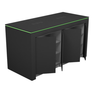 Display table with rgb led lighting_1800mm w/two door storage units - lockable