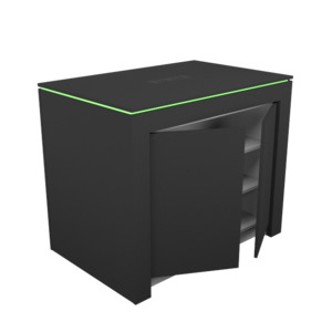 Display table with rgb led lighting_1200mm w/2 x two door storage cabinets