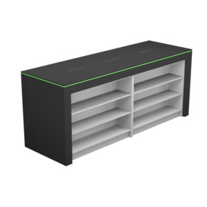 Display table with rgb led lighting_2400mm w/4 x shelf unit inserts