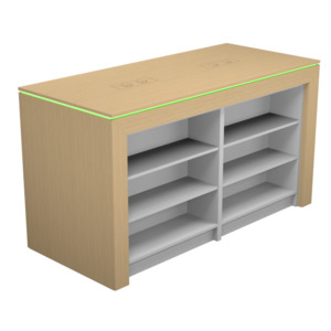 Display table with rgb led lighting_1800mm w/4 x shelf unit inserts