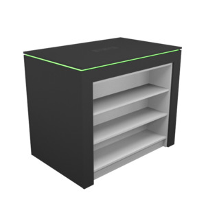 Display table with rgb led lighting_1200mm w/2 x open shelf unit inserts