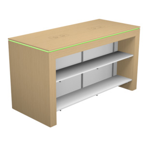 Display table with rgb led lighting_1800mm w/channel & shelves insert