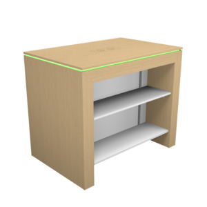 Display table with rgb led lighting_1200mm w/channel & shelves insert