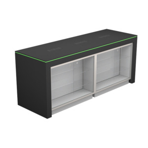 Display table with rgb led lighting_2400mm w/showcase inserts
