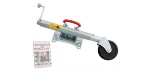 350kg Trailer Jockey Wheel 140mm - Swivel + 75mm x 80mm 'U' Bolt Kit