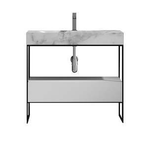 Vanities Furniture: PURE FRAME FLOOR VANITY 900 X1 DRAWER WITH MARBLE TOP 1TH
