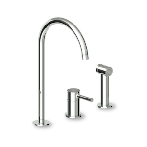 PAN KITCHEN MIXER WITH S/SPOUT & SIDE SPRAY 3TH CHROME