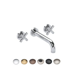 Landmark Industrial: LANDMARK INDUSTRIAL 3TH WALL BASIN MIXER 210MM CROSS HANDLE