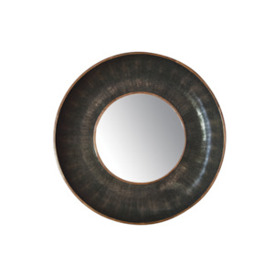ROUND DISH MIRROR 760X100X960MM FAUX SHAGREEN / WALNUT/GLASS - SEAL