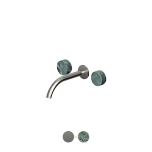 Isy22: ISY22 WALL MOUNTED BASIN MIXER 210MM W GREEN MARBLE HANDLES