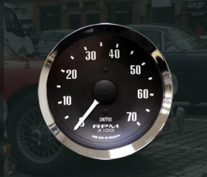 Tachometer Black Chrome 80mm 6/8Cyl 0-7000 rpm [SMITHS CLASSIC] [RVC1490-00CA]