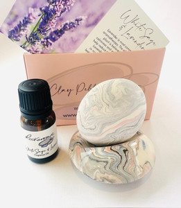 Products: DUSTY GREY Upright Clay Pebble Diffuser Set with OiL ROCKAROMA