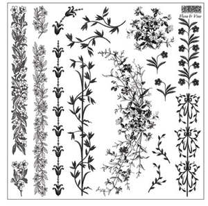 IOD Decor Stamp 30.5 x 30.5cm - Flora & Vine (with masks)