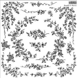 IOD Decor Stamp 30.5 x 30.5cm - Brambles & Berries (with masks)