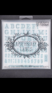 Iron Orchid Designs Decor Stamps: IOD Decor Stamp 15.5 x 15.5cm - Apothecary Labels (Mini Stamp - 4 sheets)
