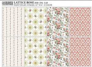 Iron Orchid Designs Paint Inlays: IOD Decor Paint Inlay - Lattice Rose (8 Sheets) ***Limited Edition***