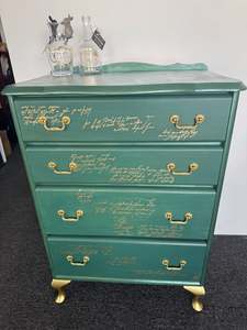 Bespoke Furniture: Green Drawers with Gold Detailing