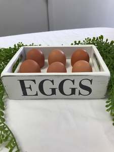 Home Decor And Gifts: White Wooden Egg Crate-  1/2 Dozen