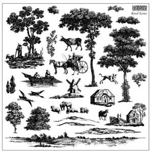 IOD Decor Stamp 30.5 x 30.5cm - Rural Scenes (2 sheets and masks) *RETIRED*