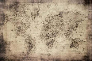 Large Decoupage Papers: Vintage Map Decoupage Paper- A3 size