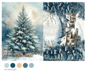 Redesign with Prima Decoupage Fibre Paper - A4 Silent Night Sparkle (1 Sheet)