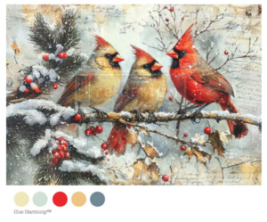 Redesign with Prima Decoupage Fibre Paper - A4 Crimson Noel (1 Sheet)