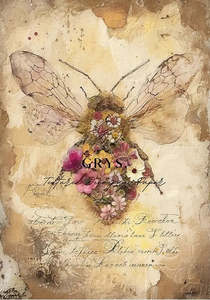 Blooming Bee Decoupage Paper- A3 size