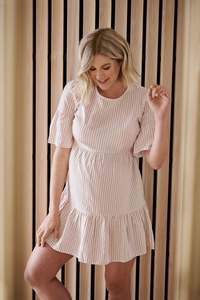Dresses: Tori Tiered Dress Dusty Pink / White