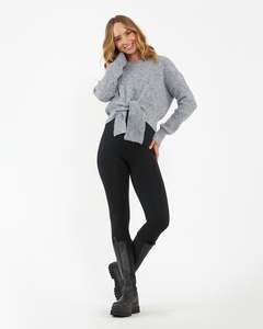 Knitwear: Bonnie Tie Front Knit Grey Marle
